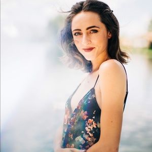 Velvet floral romper